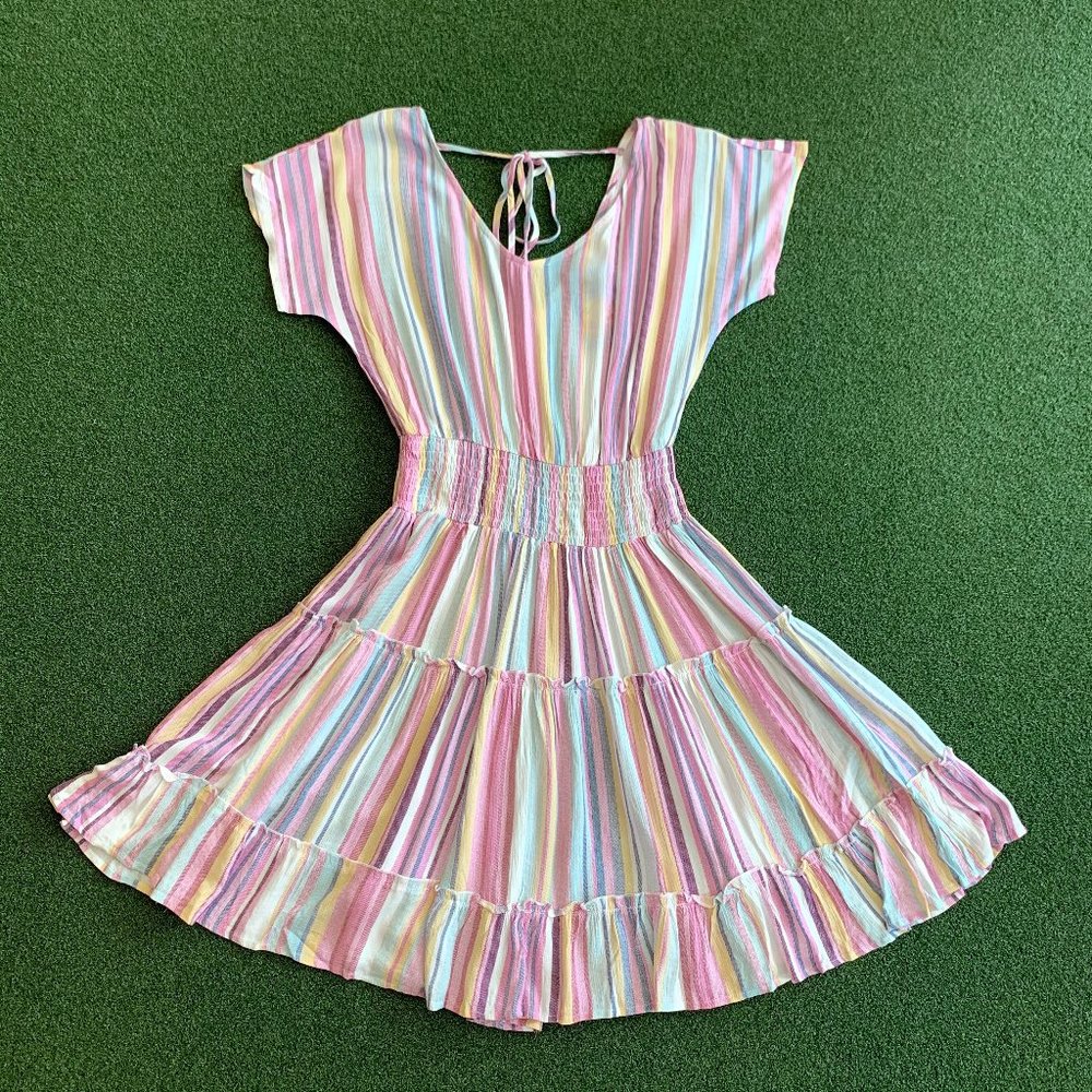 Oddi Rainbow Striped Cotton Beach Cover up Dress Size 2XL NWT